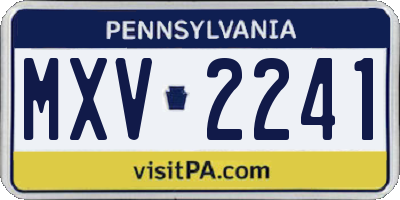 PA license plate MXV2241