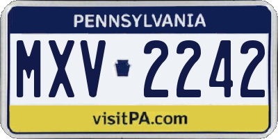 PA license plate MXV2242