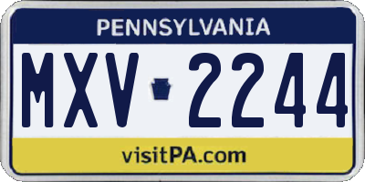 PA license plate MXV2244
