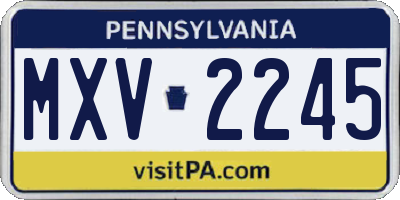 PA license plate MXV2245