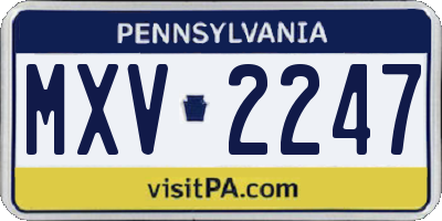 PA license plate MXV2247
