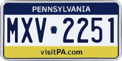 PA license plate MXV2251