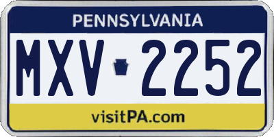 PA license plate MXV2252
