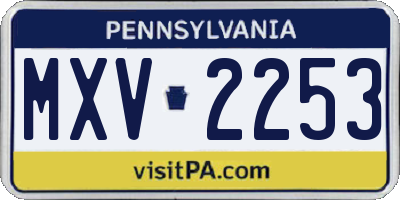 PA license plate MXV2253