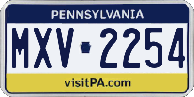 PA license plate MXV2254