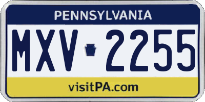 PA license plate MXV2255