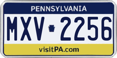 PA license plate MXV2256