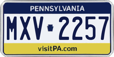 PA license plate MXV2257