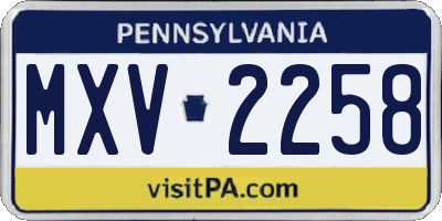 PA license plate MXV2258