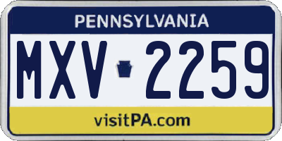 PA license plate MXV2259