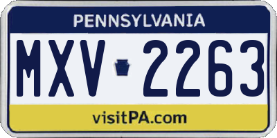 PA license plate MXV2263