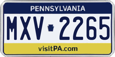 PA license plate MXV2265