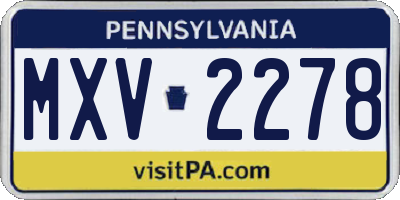 PA license plate MXV2278