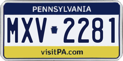 PA license plate MXV2281