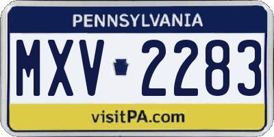 PA license plate MXV2283