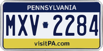 PA license plate MXV2284