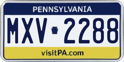 PA license plate MXV2288