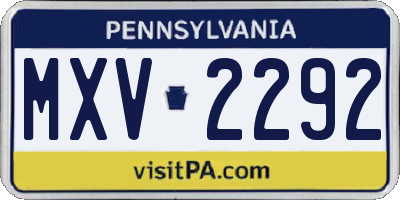 PA license plate MXV2292
