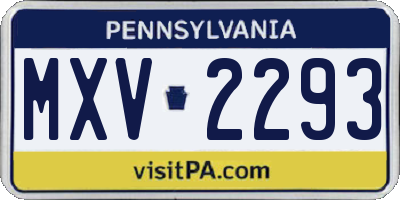 PA license plate MXV2293