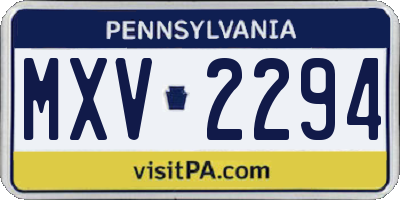 PA license plate MXV2294