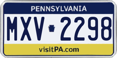 PA license plate MXV2298