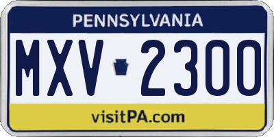 PA license plate MXV2300