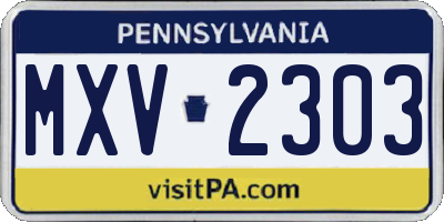 PA license plate MXV2303