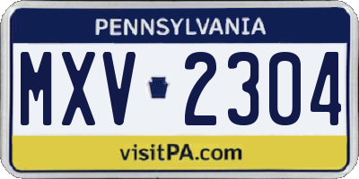 PA license plate MXV2304