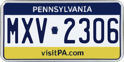 PA license plate MXV2306