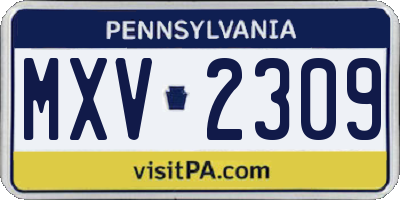 PA license plate MXV2309