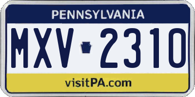 PA license plate MXV2310