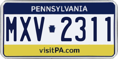 PA license plate MXV2311