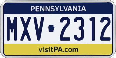 PA license plate MXV2312