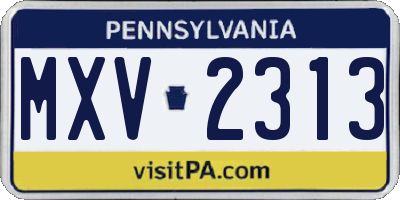 PA license plate MXV2313
