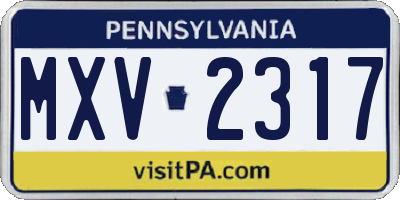 PA license plate MXV2317