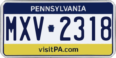PA license plate MXV2318