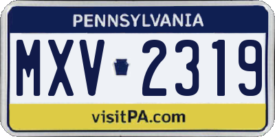 PA license plate MXV2319