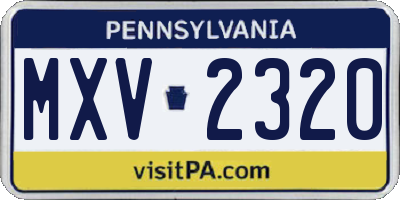 PA license plate MXV2320