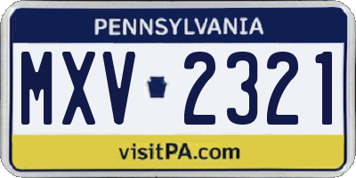 PA license plate MXV2321
