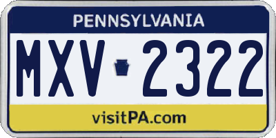 PA license plate MXV2322