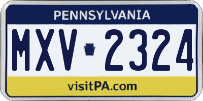 PA license plate MXV2324