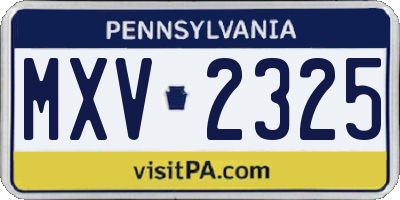 PA license plate MXV2325