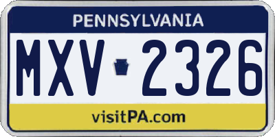 PA license plate MXV2326