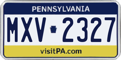 PA license plate MXV2327