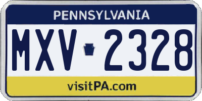 PA license plate MXV2328