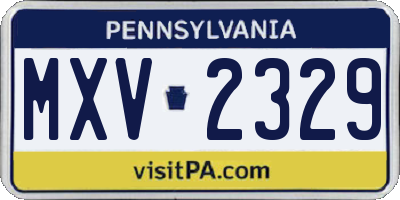 PA license plate MXV2329