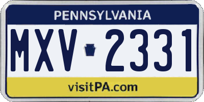 PA license plate MXV2331
