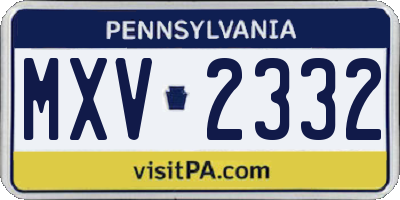 PA license plate MXV2332