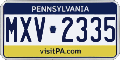 PA license plate MXV2335