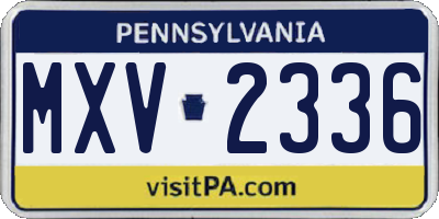 PA license plate MXV2336